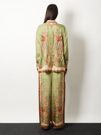 Zimmermann Indra silk shirt - Khaki Floral
