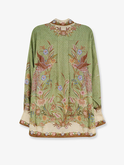 Zimmermann Indra silk shirt - Khaki Floral