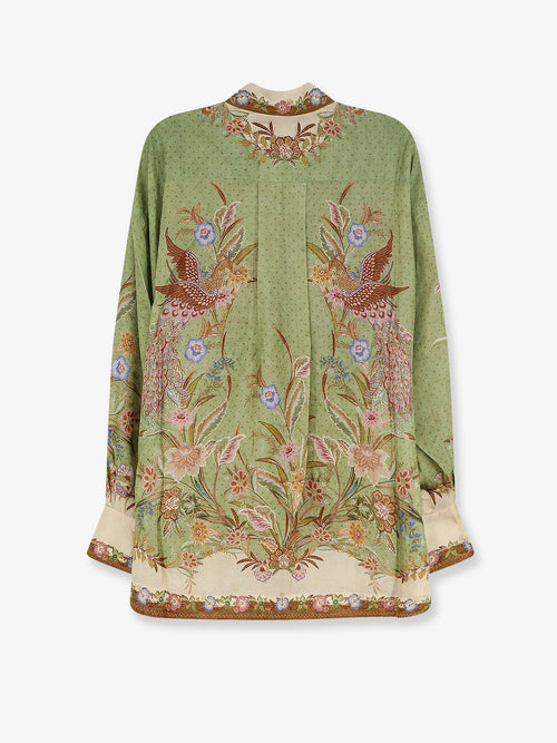 Zimmermann Indra silk shirt - Khaki Floral