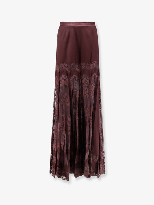 Zimmermann Valiant silk and lace blend long skirt - Chocolate