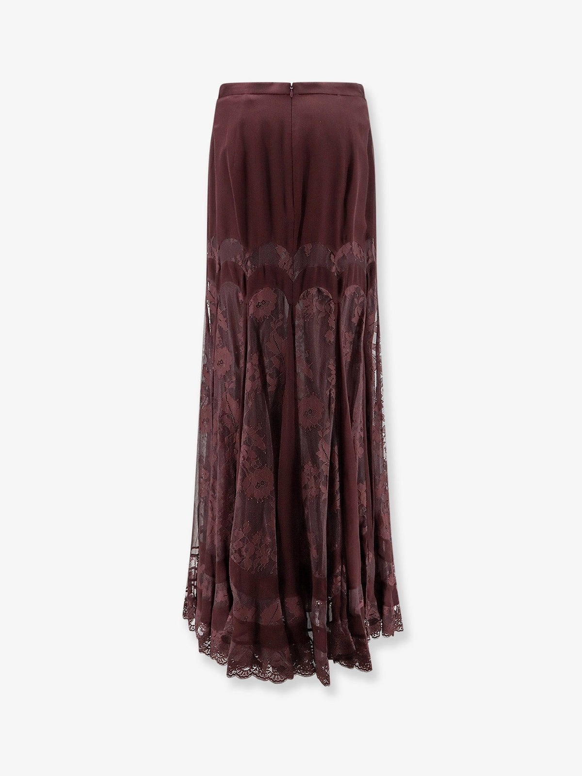 Zimmermann Valiant silk and lace blend long skirt - Chocolate