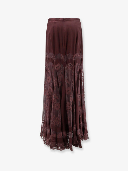 Zimmermann Valiant silk and lace blend long skirt - Chocolate