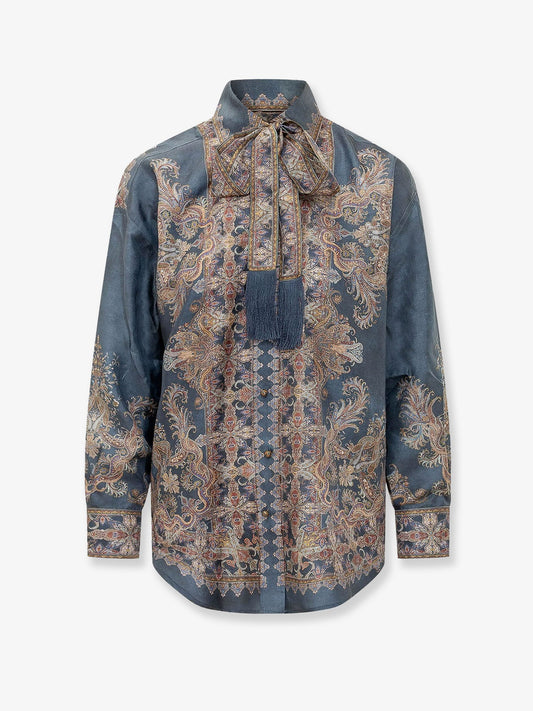 Zimmermann Valiant Relaxed Silk Skirt - Navy Paisley