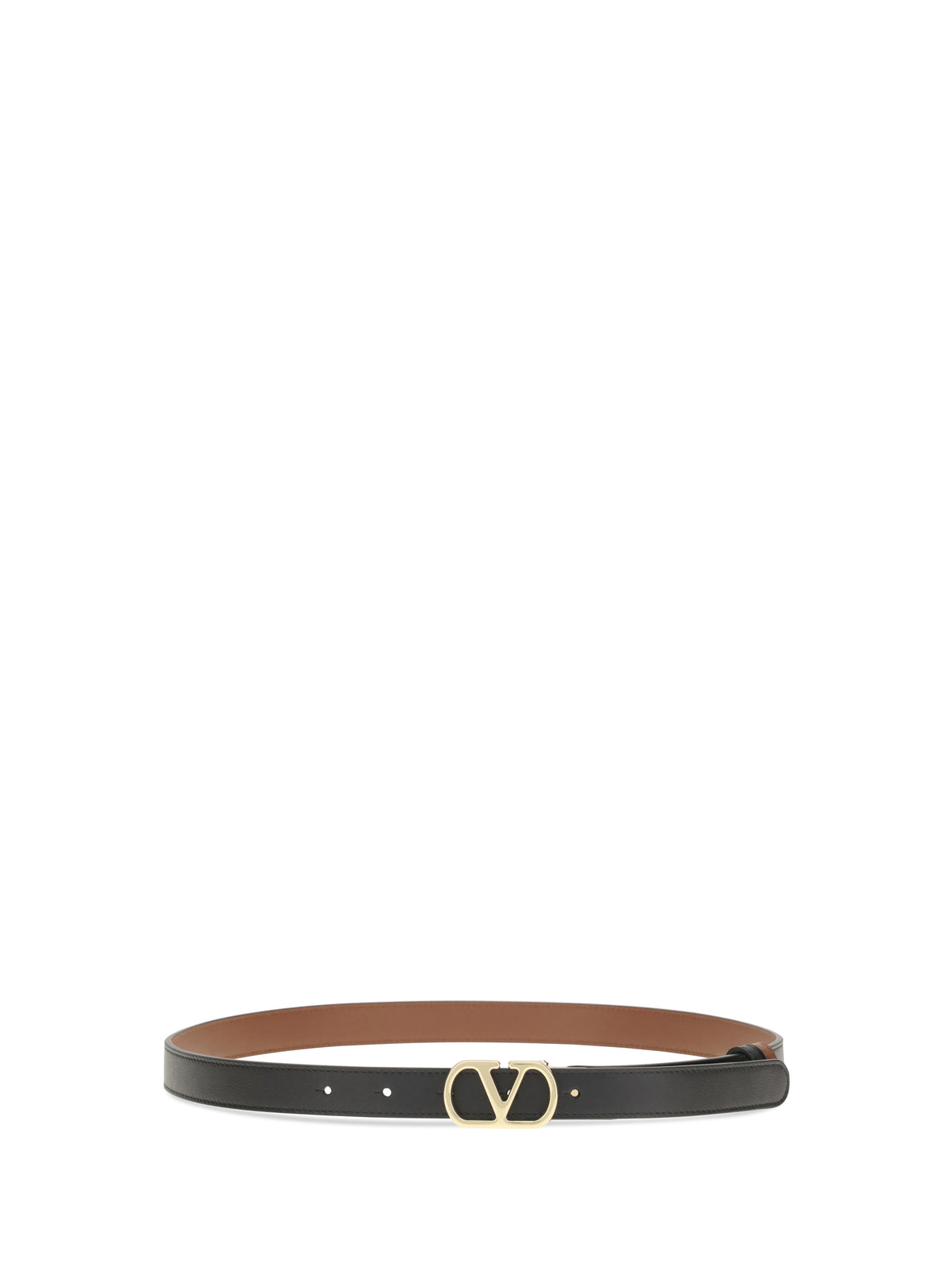 Valentino Garavani Reversible VLogo Signature Belt - Black/Deep Caramel
