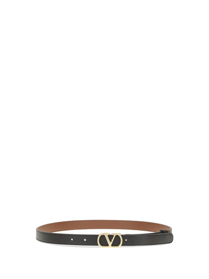 Valentino Garavani Reversible VLogo Signature Belt - Black/Deep Caramel