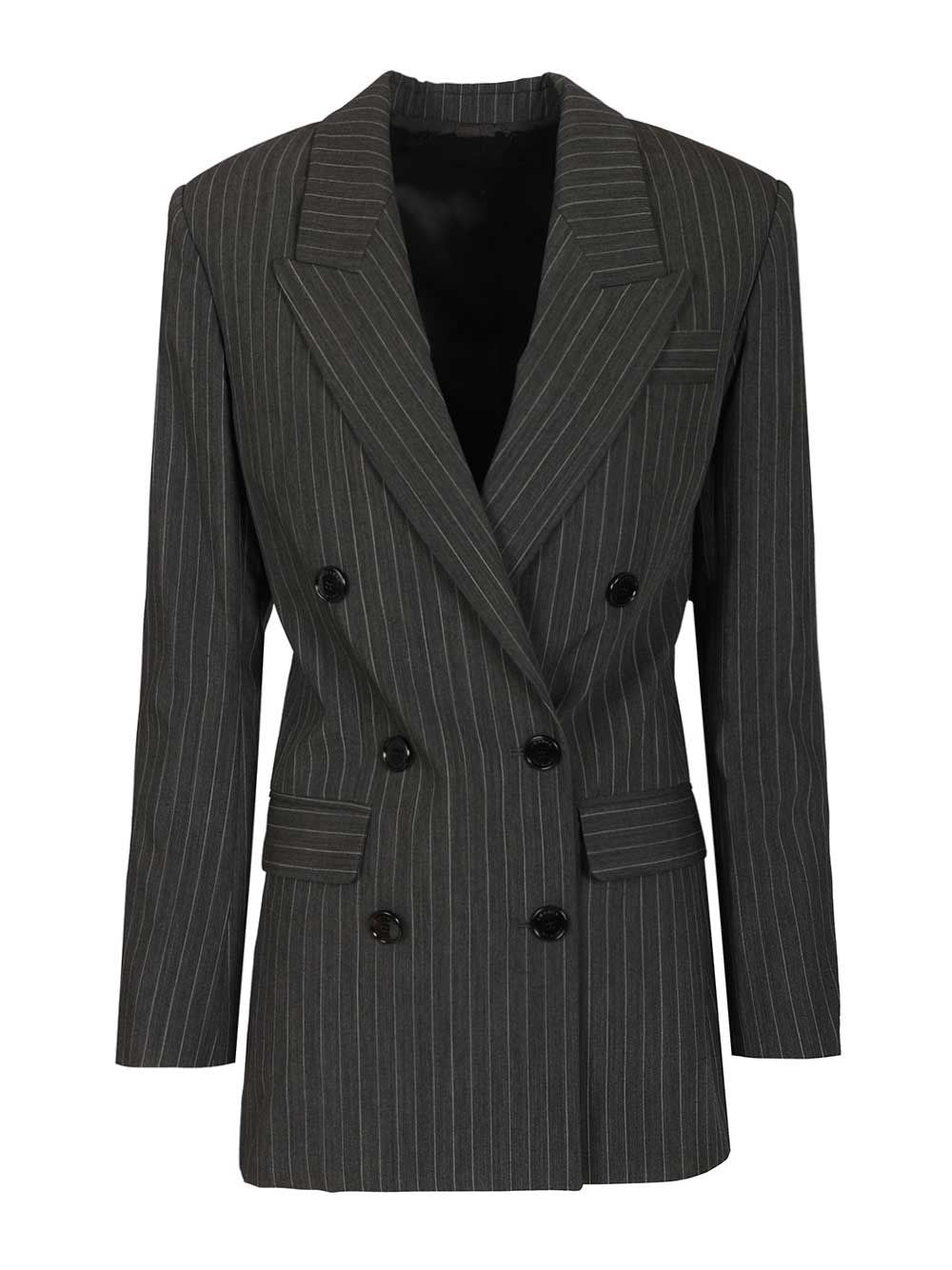 Isabel Marant Double-Breasted Pinstripe Blazer - Grey
