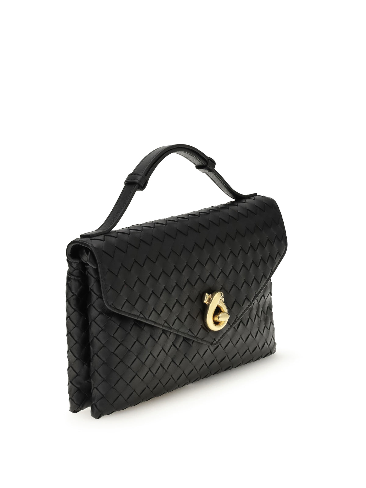 Bottega Veneta Knot Lock Shoulder Bag - Black-M Brass