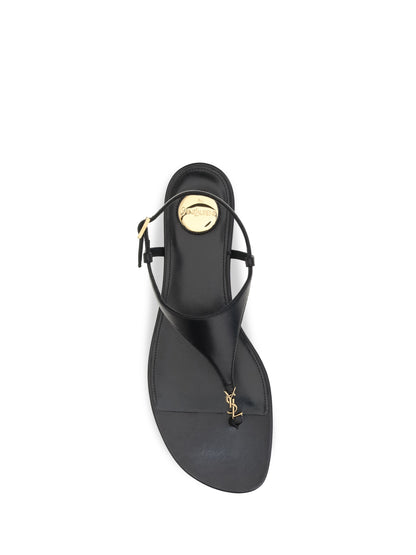 Saint Laurent Cassandre leather Sandals - Black