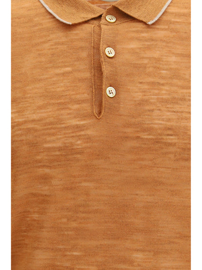 Brooksfield Linen blend Polo - Fox