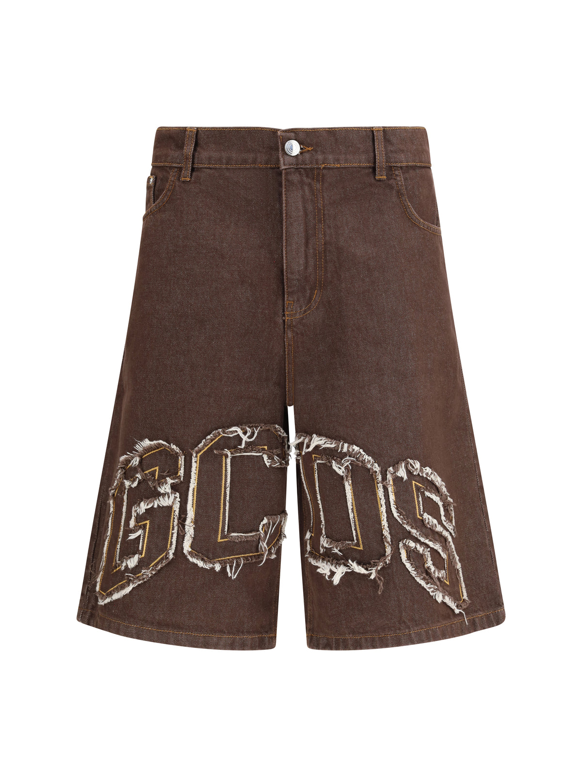 GCDS Lounge logo denim Shorts - Dark Brown/Brown