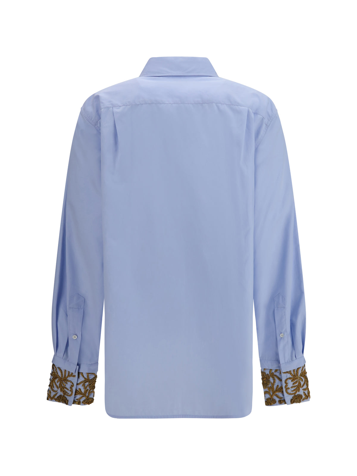 Dries Van Noten Oversized embroidered cotton Shirt - Light Blue