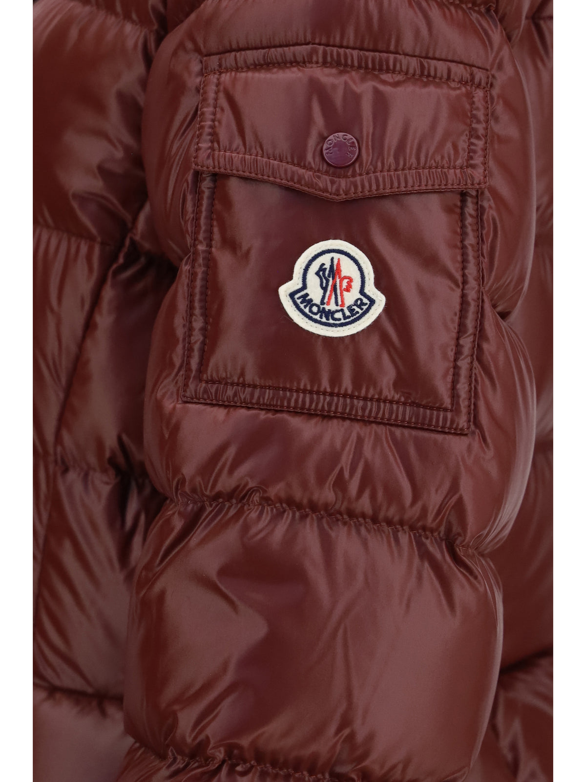 Moncler Barante short Hooded Down Jacket - Dark Red