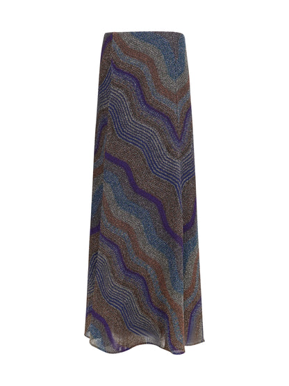 Missoni Sequined chevron lamé viscose long Skirt - Multiblu/Violet/Orange