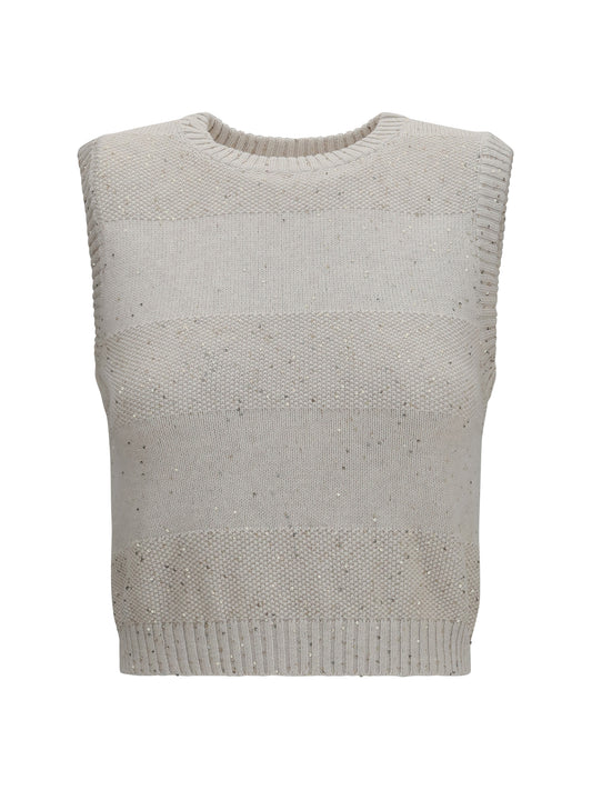 BRUNELLO CUCINELLI Knit and sequin Vest