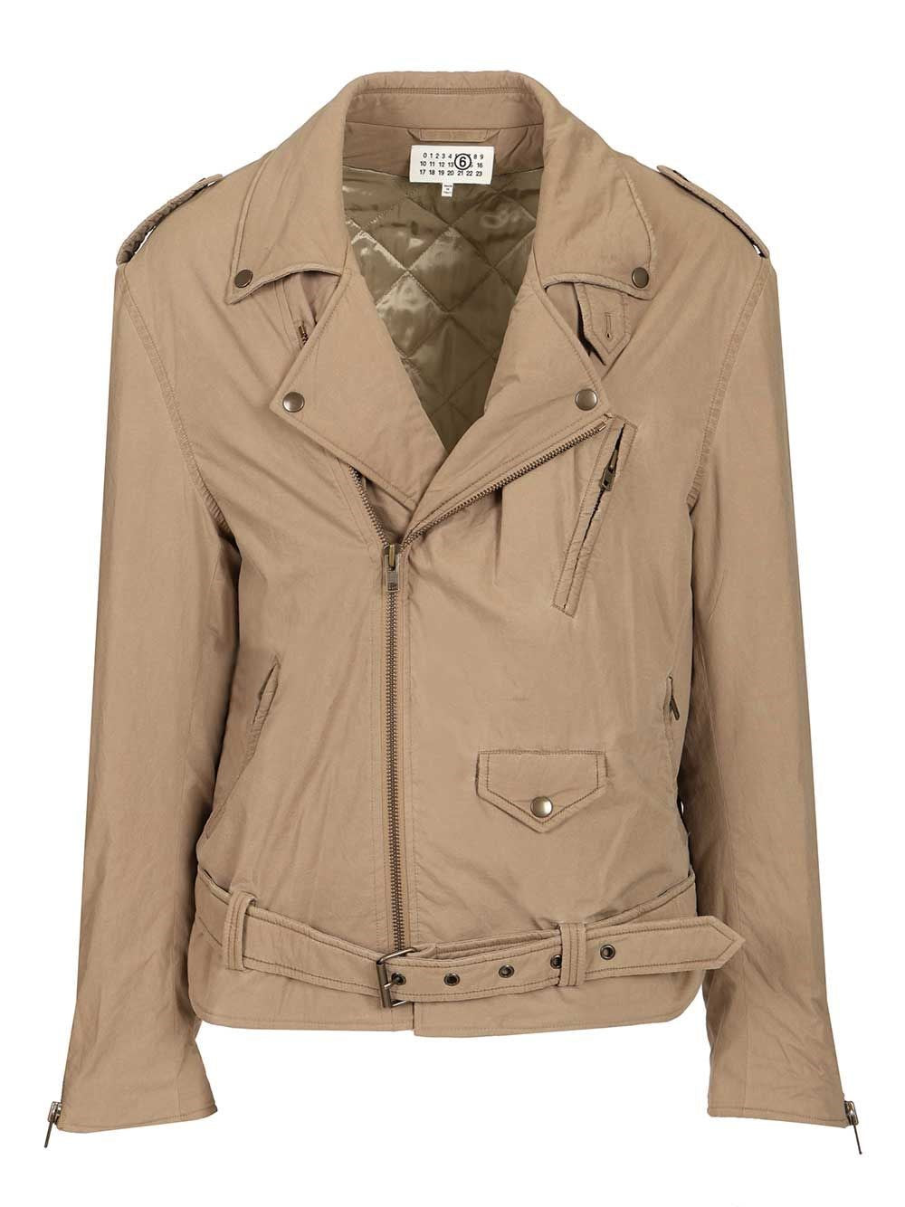 Mm6 Maison Margiela Cotton Biker Jacket - Beige