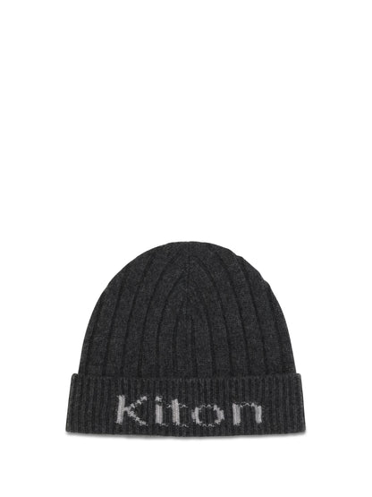 Kiton Wool Beanie Hat - Grey Dark/Grey Light