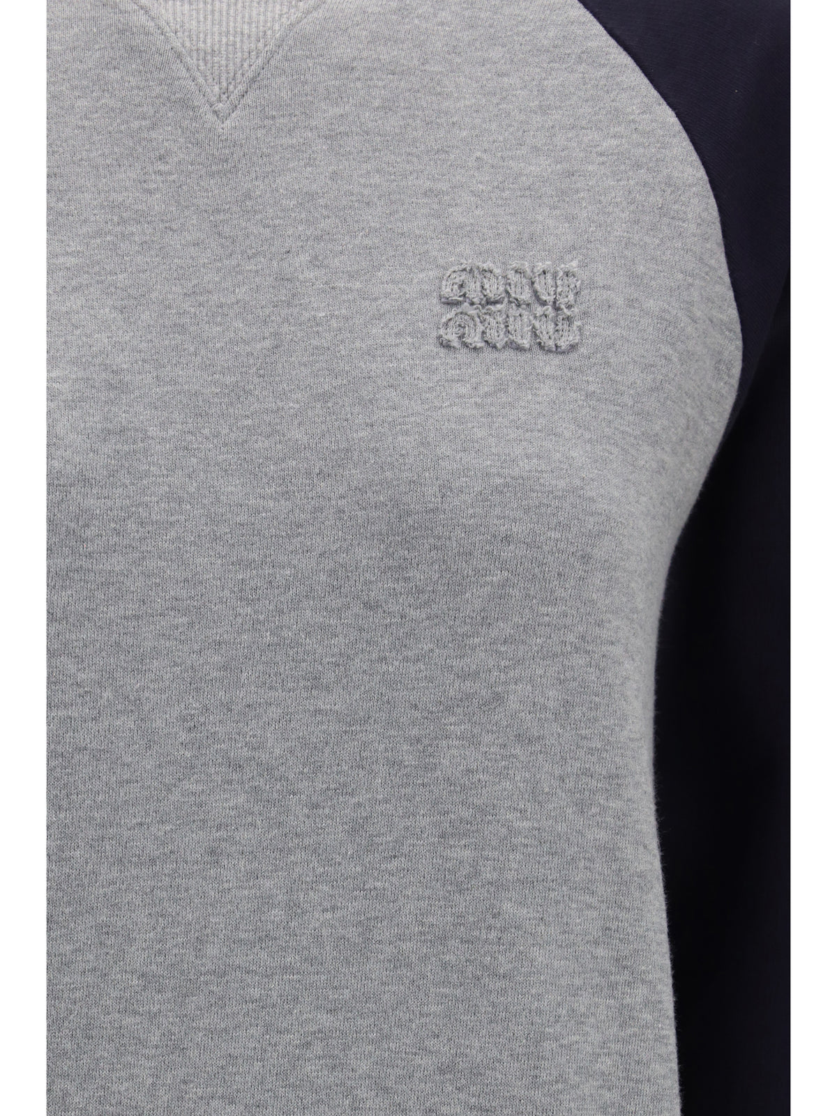 Miu Miu Bicolor crewneck Sweatshirt - Grigio+Blu