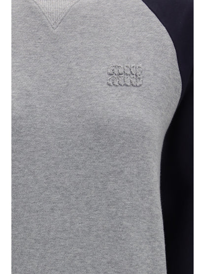 Miu Miu Bicolor crewneck Sweatshirt - Grigio+Blu