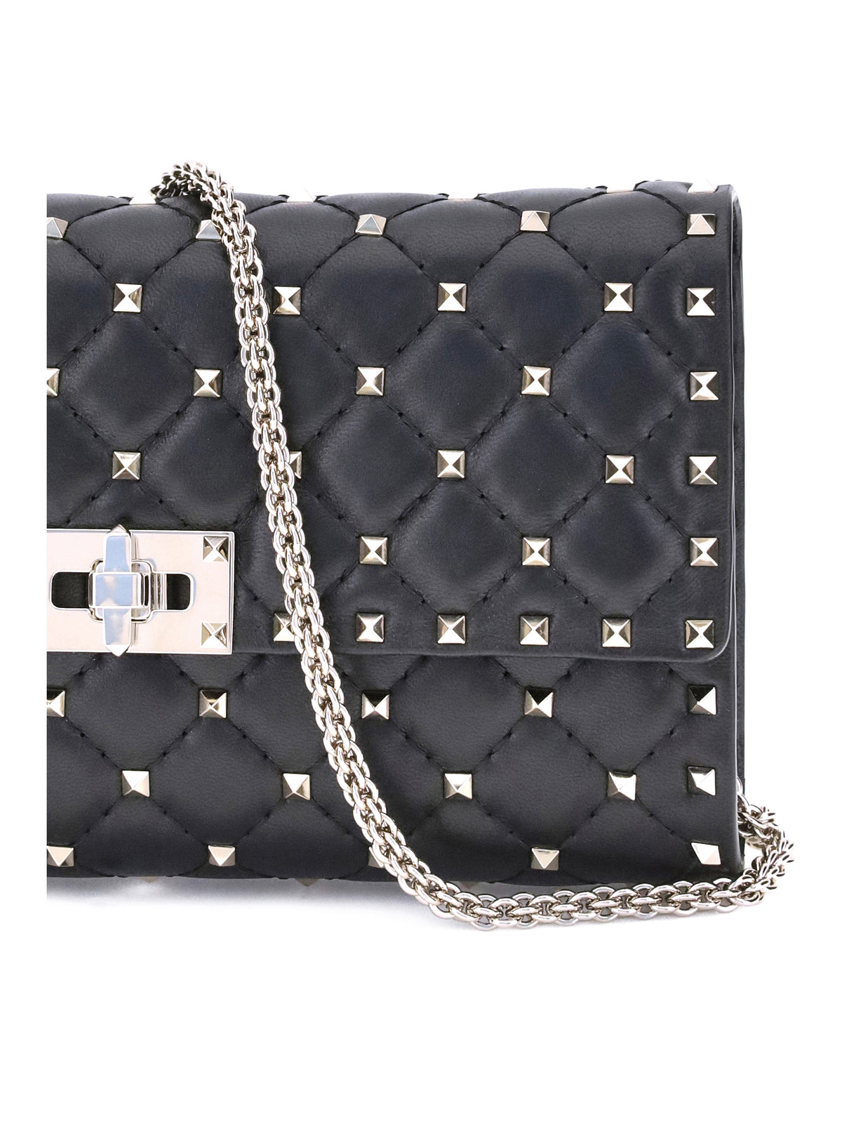 Valentino Garavani Rockstud Spike quilted Nappa Shoulder Bag - Black