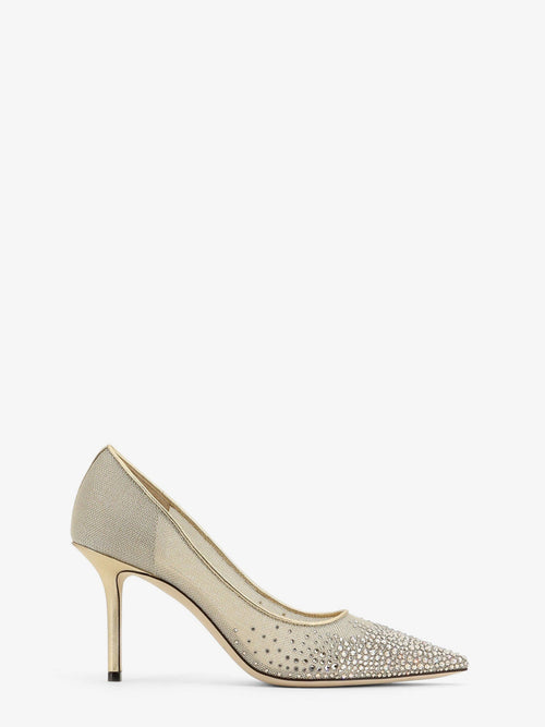Jimmy Choo Love 85 mesh pumps with crystals - Softgoldcrystalhoney
