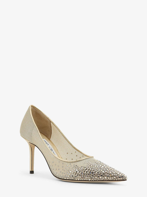 Jimmy Choo Love 85 mesh pumps with crystals - Softgoldcrystalhoney