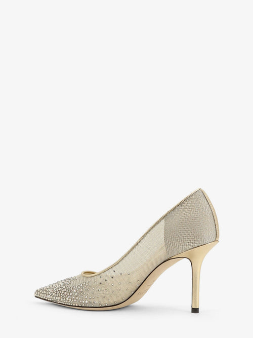 Jimmy Choo Love 85 mesh pumps with crystals - Softgoldcrystalhoney