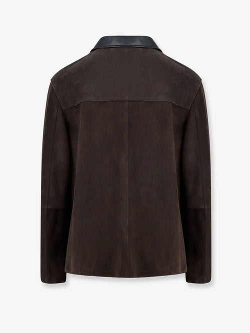 Loewe Suede jacket with leather details - Dark Brown
