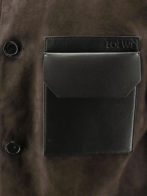 Loewe Suede jacket with leather details - Dark Brown