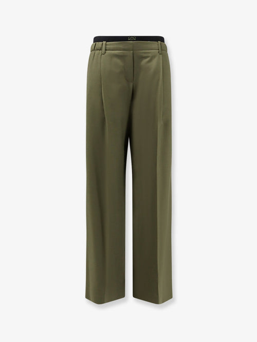 Loewe Wool trousers with elastic waistband - Khakigreen