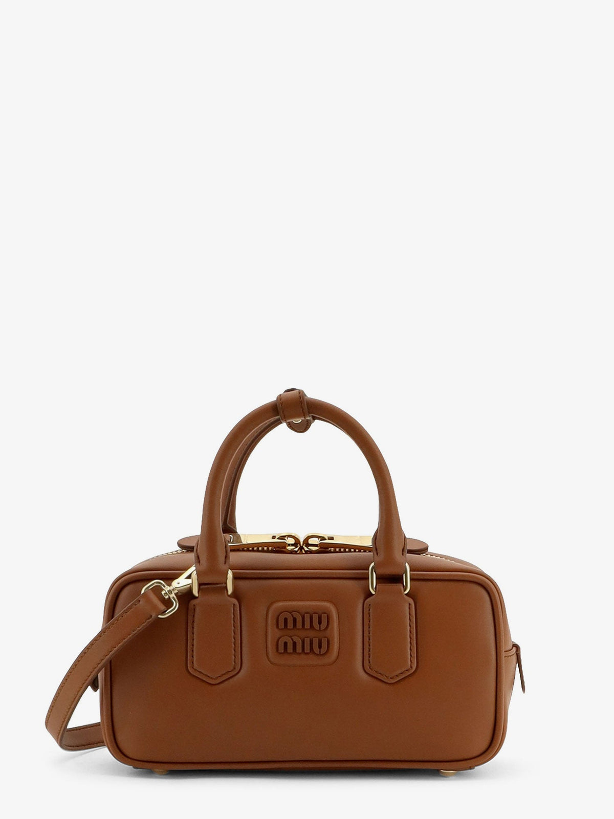 Miu Miu Arcadie leather crossbody bag - Cognac