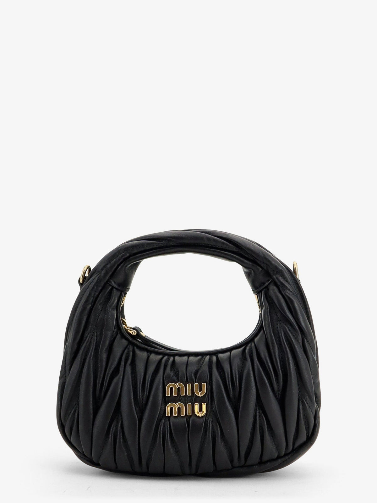 Miu Miu Wander matelassé leaher mini hobo bag - Black