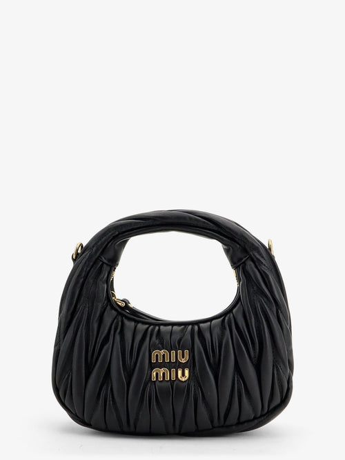 Miu Miu Wander matelassé leaher mini hobo bag - Black