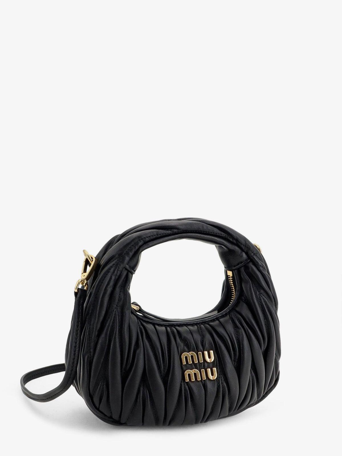 Miu Miu Wander matelassé leaher mini hobo bag - Black