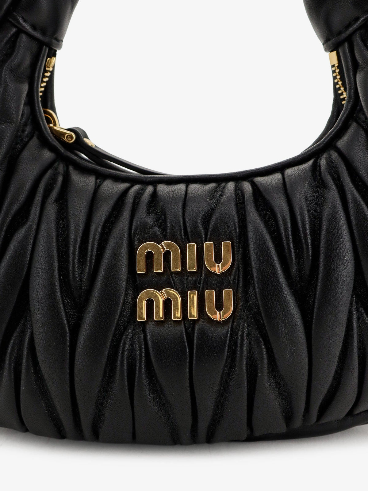 Miu Miu Wander matelassé leaher mini hobo bag - Black