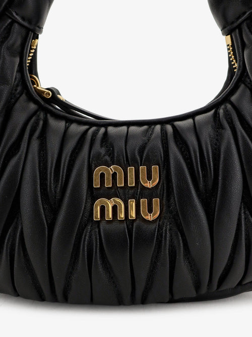 Miu Miu Wander matelassé leaher mini hobo bag - Black