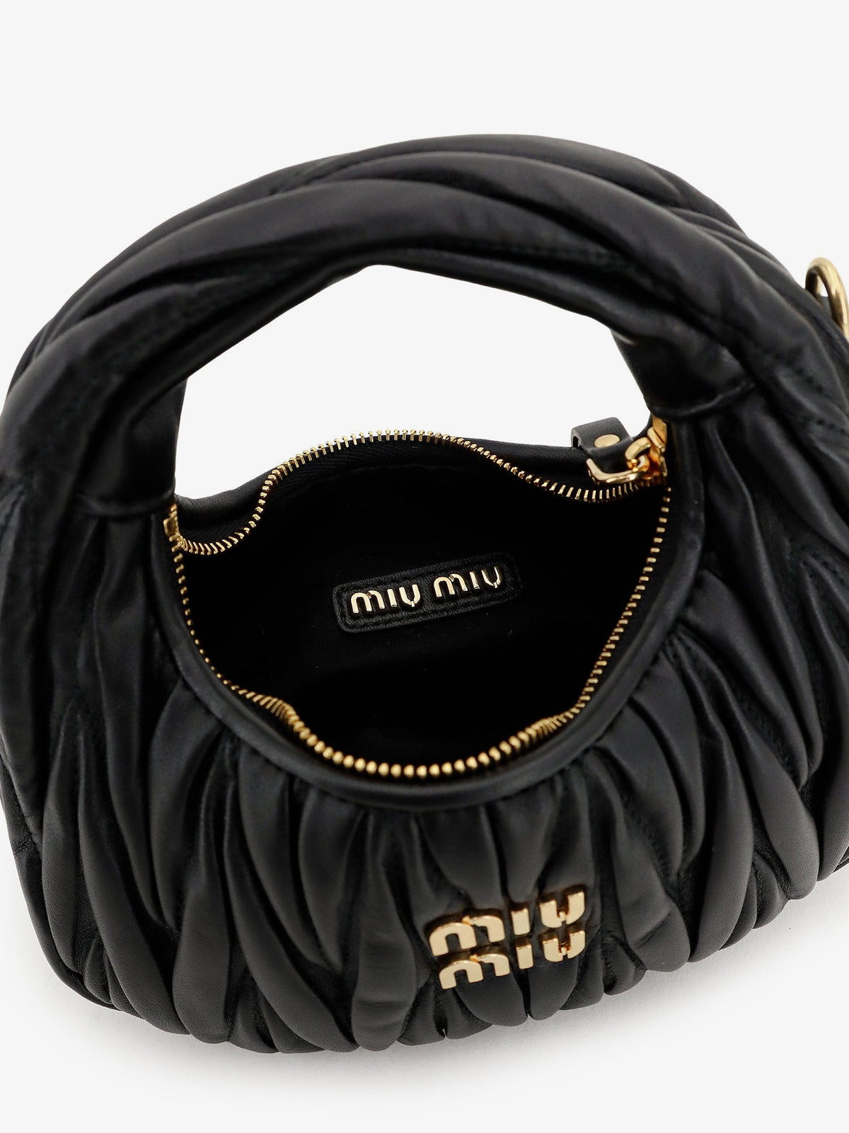 Miu Miu Wander matelassé leaher mini hobo bag - Black
