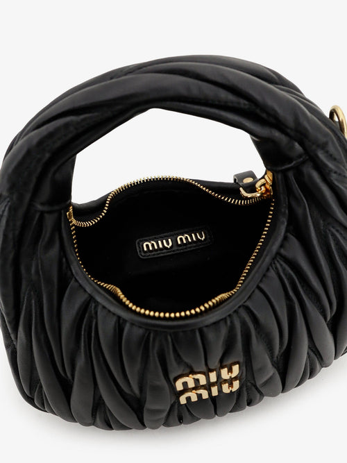 Miu Miu Wander matelassé leaher mini hobo bag - Black