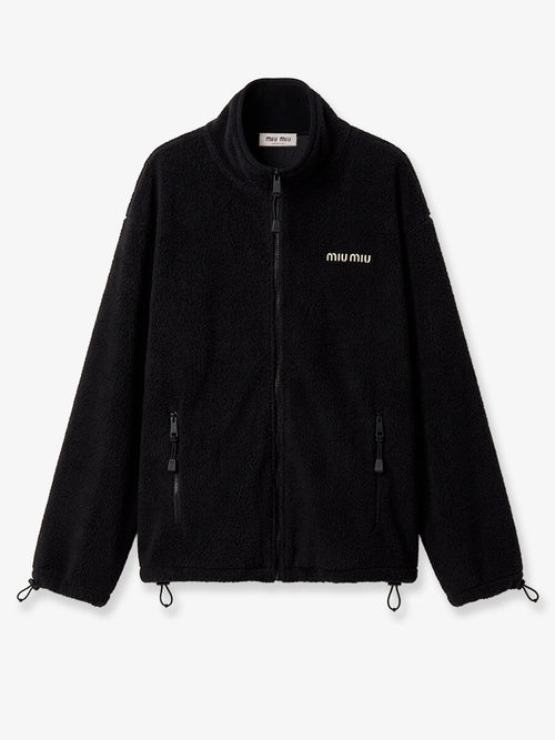 Miu Miu Oversized cotton zip-up sweatshirt - Black