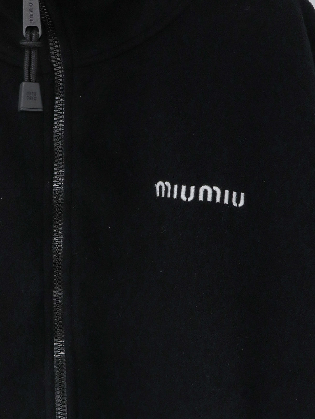Miu Miu Oversized cotton zip-up sweatshirt - Black