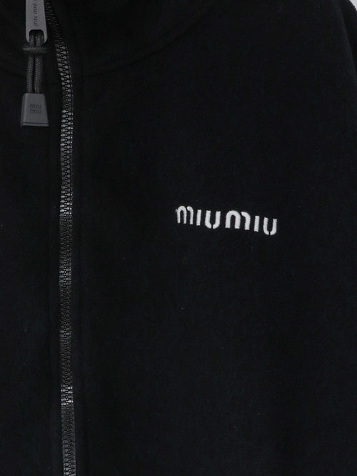 Miu Miu Oversized cotton zip-up sweatshirt - Black