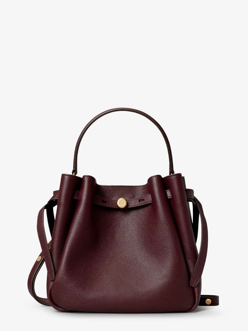 Tory Burch Romy Leather Bucket Bag - Darkcarmine