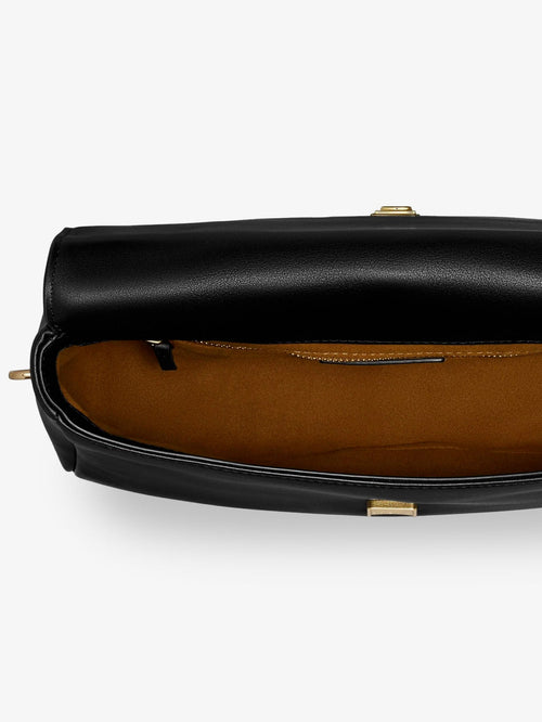 Tory Burch Charlie Leather Shoulder Bag - Black