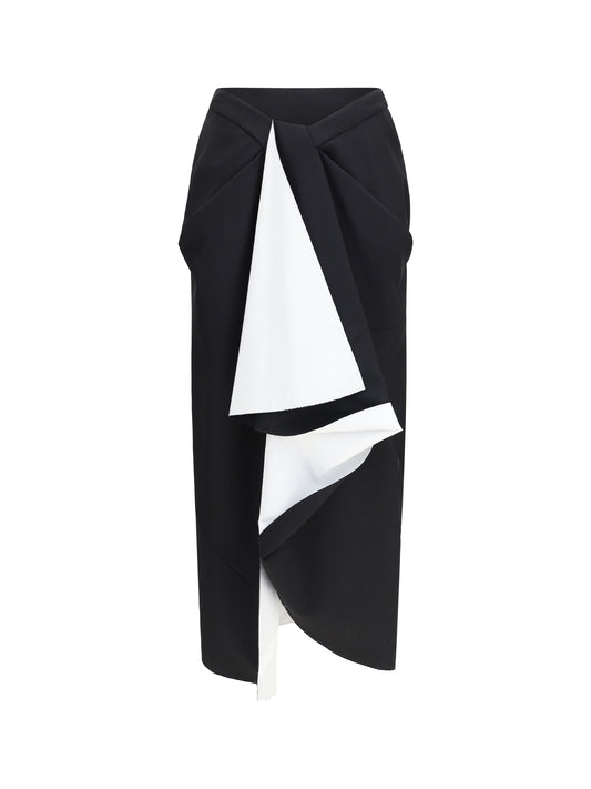 GIVENCHY Draped midi Skirt in double-faced wool and mohair