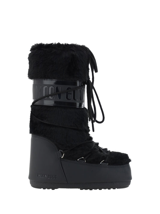Moon Boot Icon Faux Fur Boots - Black