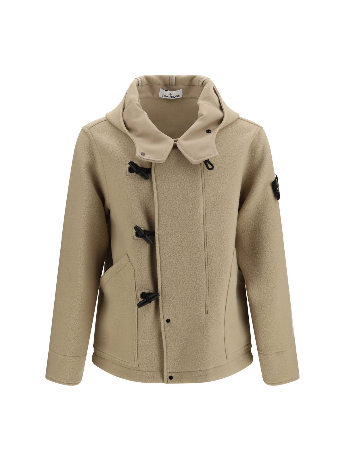 Stone Island Wool and cashmere Jacket with wooden buttons - Biscuit