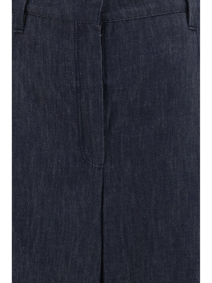 Brunello Cucinelli Denim effect twill wide Pants - Blue