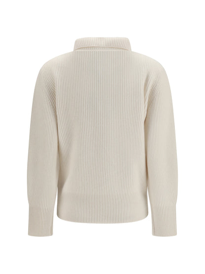 Forte_forte Wool and cashmere half zip Sweater - Pure