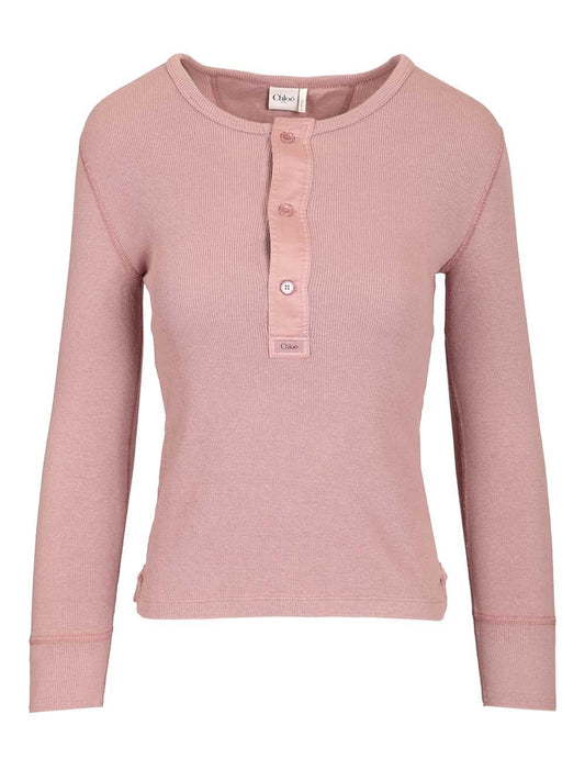 Chloe' Cotton Serafino Sweater - Rose