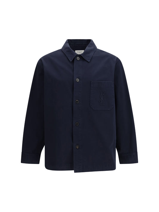 SAINT LAURENT Cassandre Overshirt in gabardine with logo