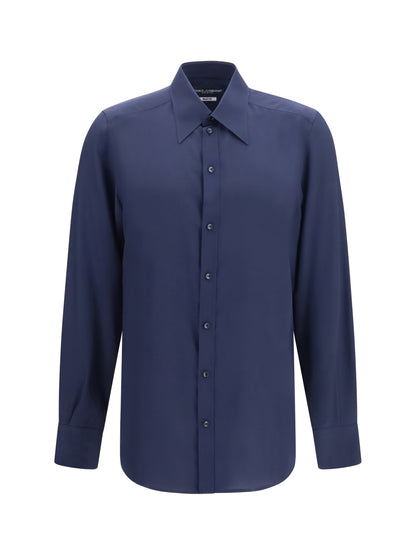 Dolce & Gabbana Gold Crêpe de Chine Shirt - Blue Scurissimo 5